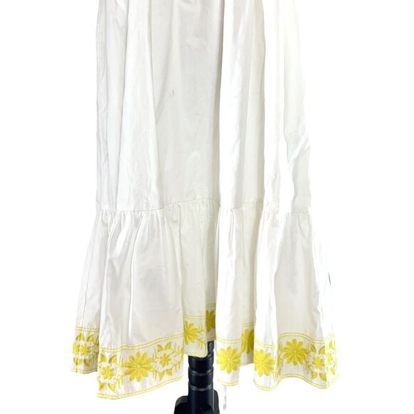 Ann Mashburn Embroidered Tiered Midi Dress XL White Yellow Cottage Tea Party NWT - Picture 4 of 12
